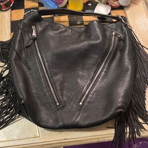 Rebecca Minkoff Charcoal Leather Fringe Hobo